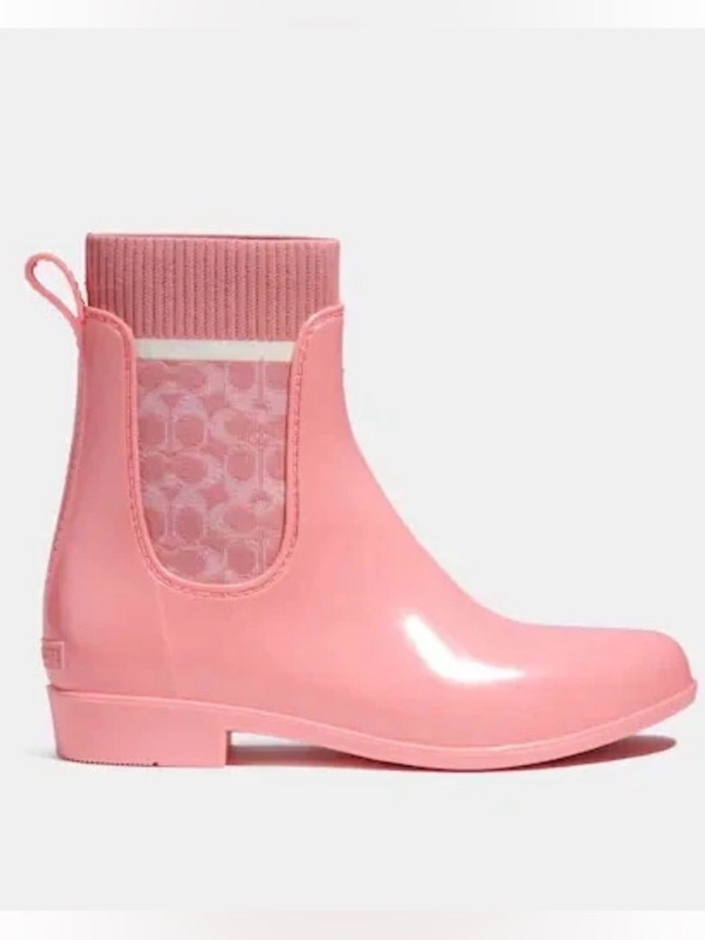 Coach Pink Rain Boot with Knit Cuff